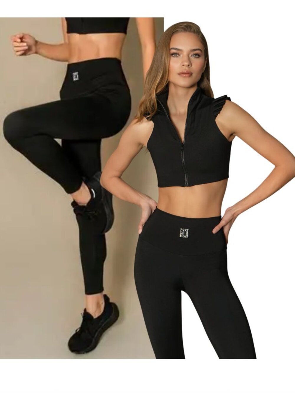 PORT DE BRAS Base leggings sz M black cropped
